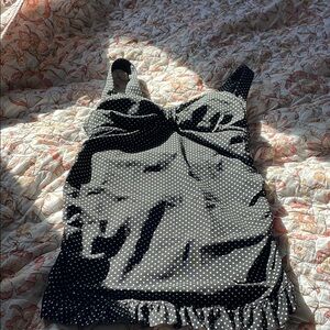 Lands' End Black and White Polka Dot Swimsuit top